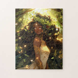 Forest Elf American Black Fantasy Art Puzzle
