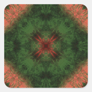 Forest Energy Kaleidoscope Fractal Art Quadratischer Aufkleber