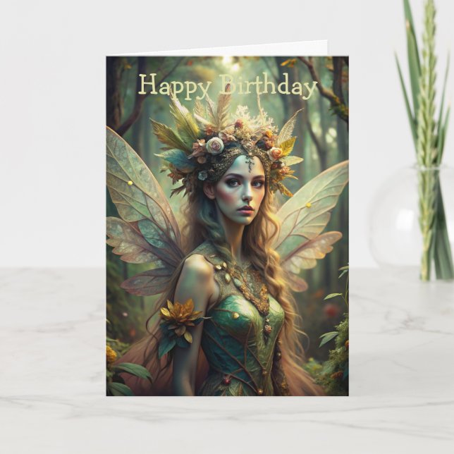 Forest Fairy Birthday Card Karte (Vorderseite)