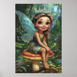 Forest Fairy Princess on Toadstool - Whimsistische Poster