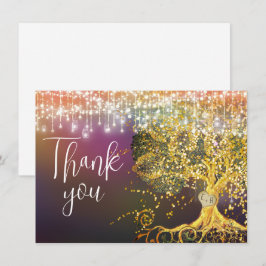 Forest Fairytale Lila Goldhochzeit Dankeskarte