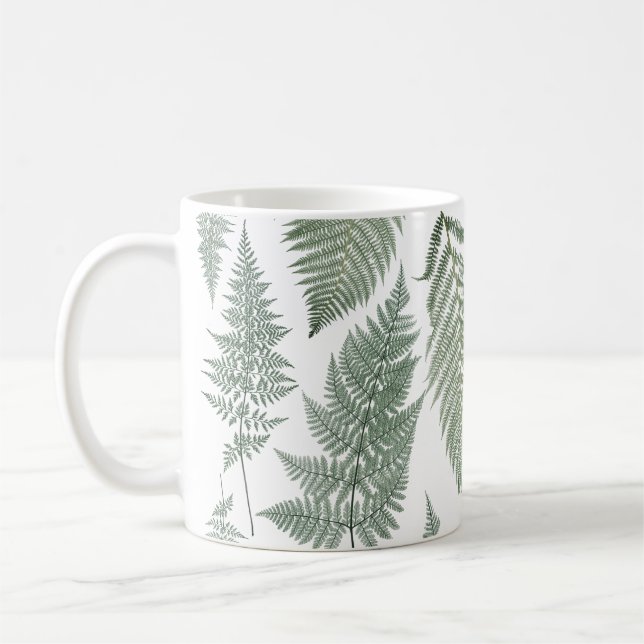 Forest Fern Fronds Vintage Vegetation Botanischer  Kaffeetasse (Links)