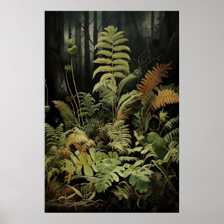 Forest Fern Ptrintable, Woodland Moody Wall Print Poster