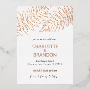 Forest Ferns Outdoor Wedding Rose Gold Folieneinladung