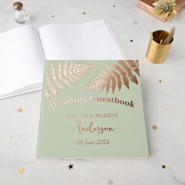 Forest  Ferns Outdoors Wedding Gästebuch (Vorderseite Offen)