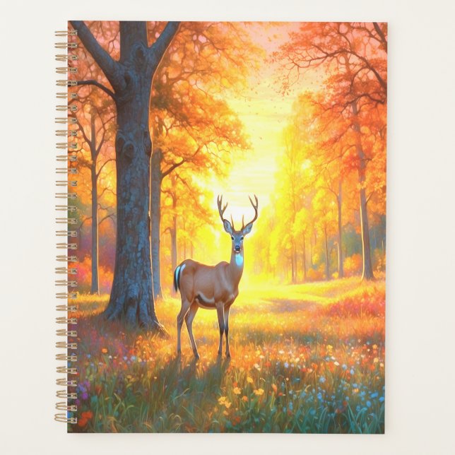 Forest Flowers and Deer Colorful Art Planer (Vorderseite)