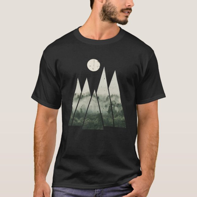FOREST Foggy Woods Nature Minimalism Geometric  1 T-Shirt (Vorderseite)