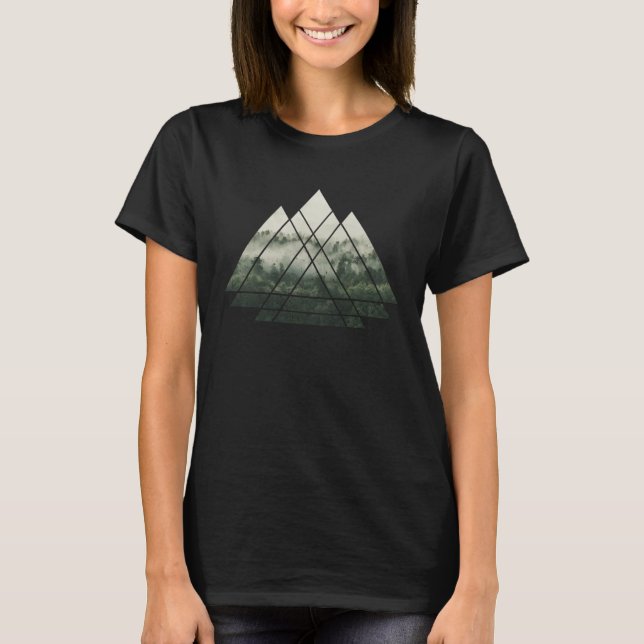 FOREST Foggy Woods Nature Minimalism Geometric  2 T-Shirt (Vorderseite)