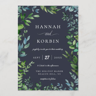 Forest Foliage   Blue Wedding Einladung