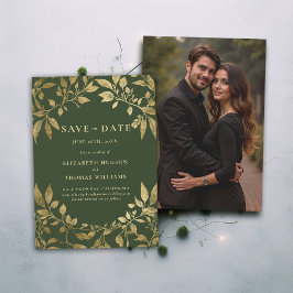 Forest Foliage Botanical Photo Wedding Save Date Einladung