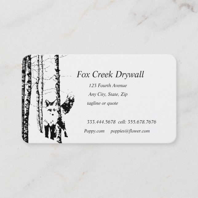 Forest Fox Creek Drywall Custom Business Card Visitenkarte (Vorderseite)
