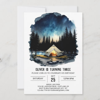 Forest Friends Camper Einladung zum Geburtstag