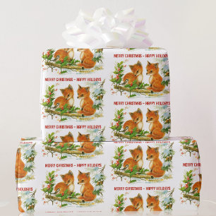 Forest Friends Fox Chickadee Geschenkpapier
