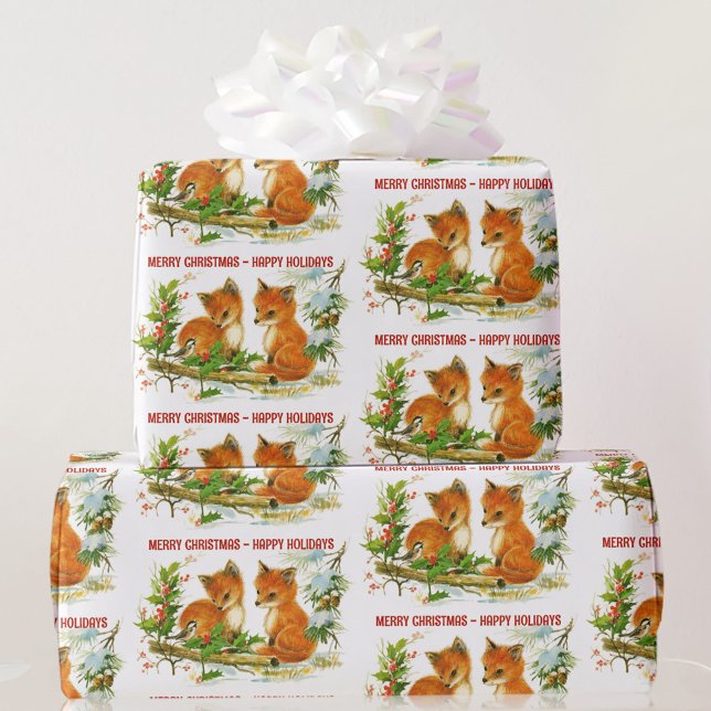 Forest Friends Fox Chickadee Geschenkpapier (Von Creator hochgeladen)