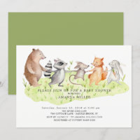 Forest Friends Woodland Kinderdusche Einladung