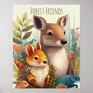 Forest Friends Woodland Kinderzimmer Art Poster