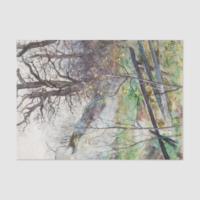 Forest Glade with Fence von Julia Beck Seidenpapier (Vorderseite)