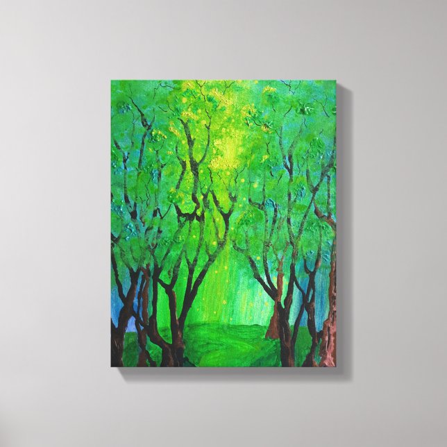 Forest Glow Stretched Canvas Print Leinwanddruck (Vorderseite)