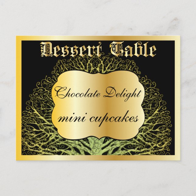 Forest Gold Dessert oder Candy Buffet Tafelkarte Postkarte (Vorderseite)
