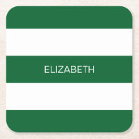 Forest Gr Wht Horiz Preppy Strip #3 Name Monogram