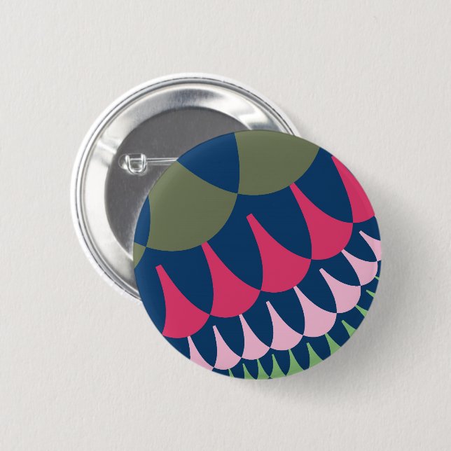 Forest Green and Pink Scales Button (Vorne & Hinten)