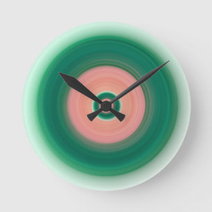 Forest Green and Salmon Pink Runde Wanduhr