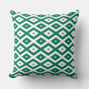 Forest green and white diamond pattern kissen