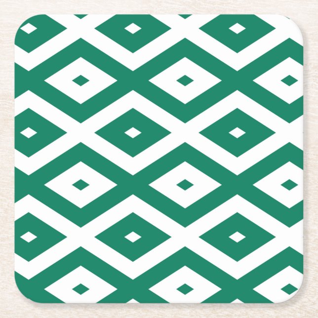 Forest green and white diamond pattern rechteckiger pappuntersetzer (Vorderseite)
