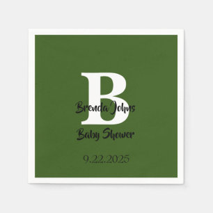 Forest Green Baby Dusche Monogram Jungle Thema Serviette