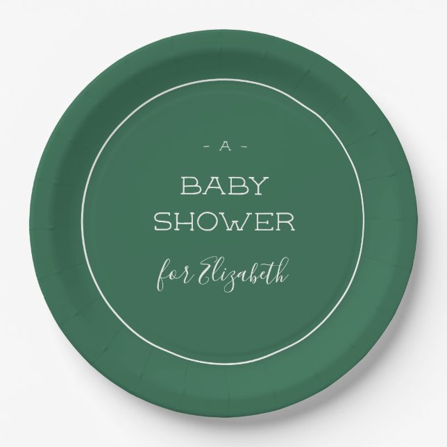 Forest Green Baby Dusche Pappteller (Vorderseite)