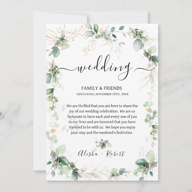 Forest Green Begrüßungsbrief Itinerary Einladung (Vorderseite)