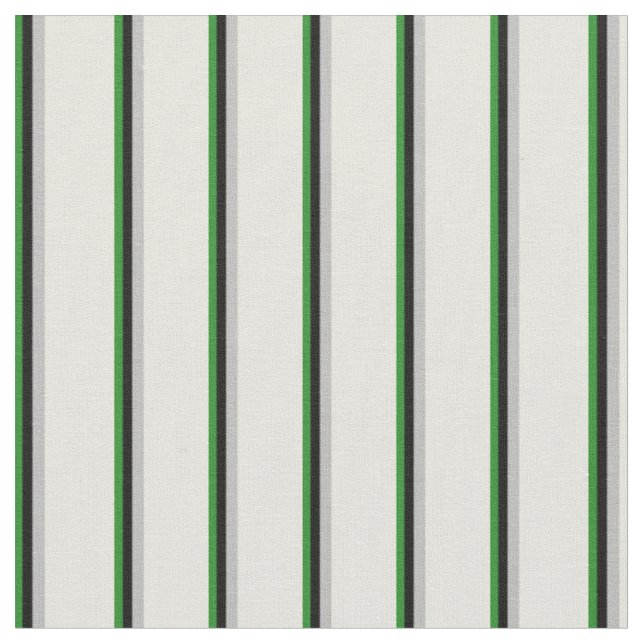 Forest Green, Black, Grau & Beige Lined Pattern Stoff (Nahaufnahme)