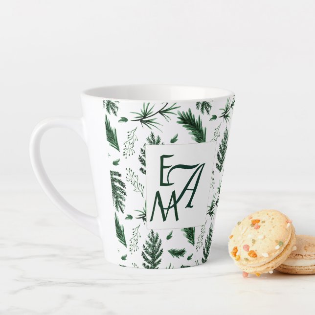 Forest Green Blätter 3 Monogram New Decks Milchtasse (Beispiel)