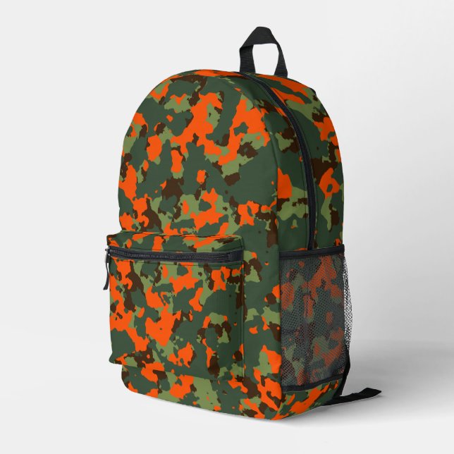 Forest Green Blaze Orange Camouflage Bedruckter Rucksack (Rückseitige Ecke Rechts)