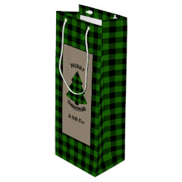 Forest Green Buffalo Karierter Weihnachtsbaum Geschenktüte Für Weinflaschen
