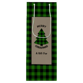 Forest Green Buffalo Karierter Weihnachtsbaum Geschenktüte Für Weinflaschen
