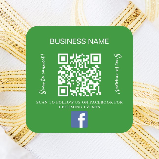 Forest Green Business Name qr Code Facebook Quadratischer Aufkleber (Von Creator hochgeladen)