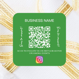 Forest Green Business name qr code instagramm Quadratischer Aufkleber