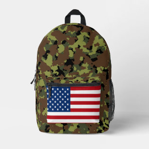Forest Green Camouflage American Flag Bedruckter Rucksack