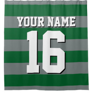 Forest Green Charcoal Sports Jersey Preppy Strip Duschvorhang