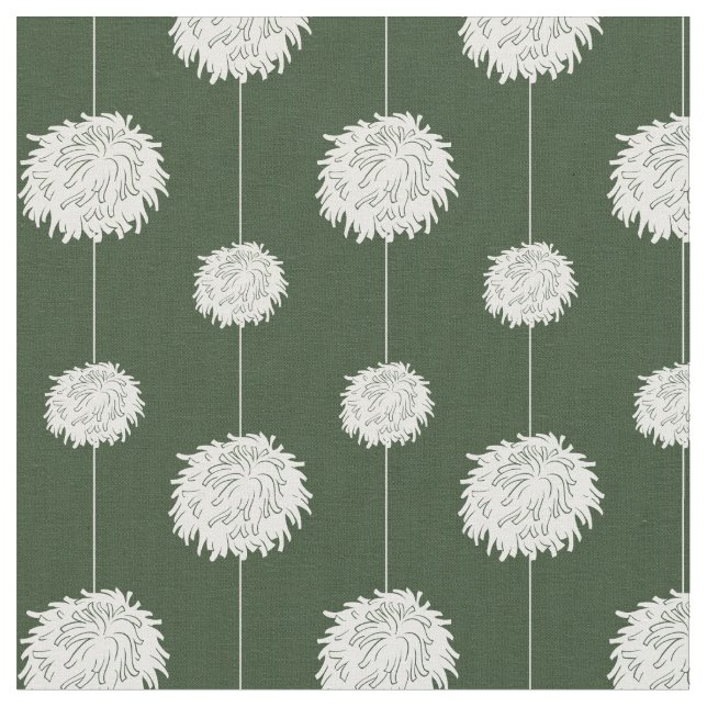 Forest Green Cheerleader Pom Pom Muster Stoff (Nahaufnahme)
