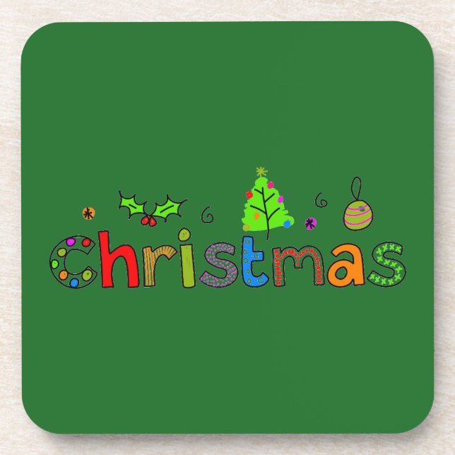 Forest Green Christmas Getränkeuntersetzer (Vorderseite)