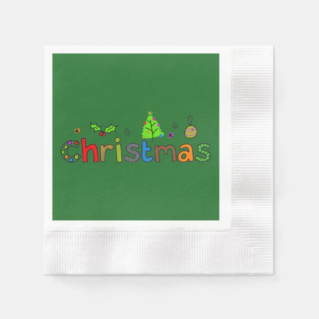 Forest Green Christmas Paper Napkin Serviette (Vorderseite)