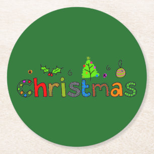 Forest Green Christmas Runder Pappuntersetzer