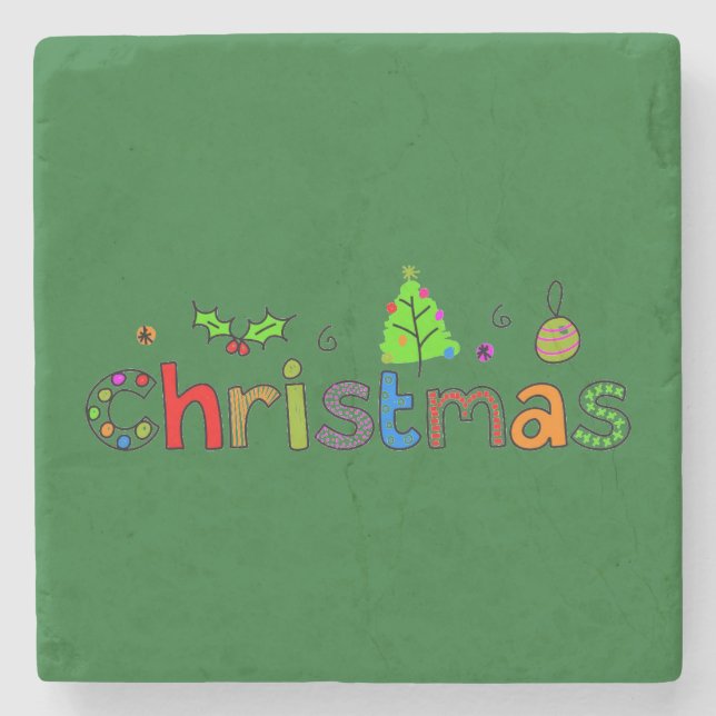 Forest Green Christmas Steinuntersetzer (Vorderseite)