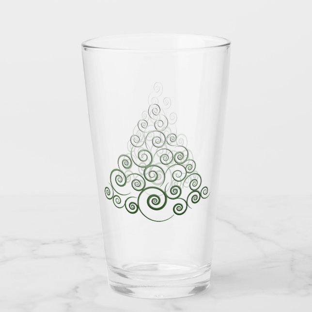 Forest Green CurlyQue Weihnachtsbaumen Glas (Vorderseite)