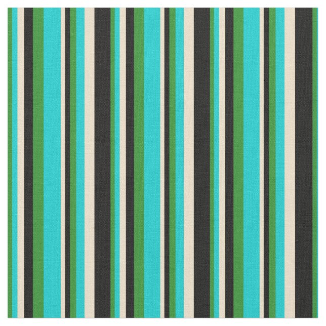 Forest Green, Dark Turquoise, Tan und Black Stoff (Nahaufnahme)