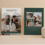 Forest Green Double Arch Foto Feiertagskarte<br><div class="desc">Diese weihnachtliche doppelseitige Flachkarte ist mit moderner Typografie,  zwei Bogenfotos und einer 3-Fotos-Collage auf der Rückseite ausgestattet. Fügen Sie Ihre Lieblings-Fotos hinzu,  fügen Sie eine persönliche Touch mit Ihrer eigenen Kernbotschaft hinzu und passen Sie sie Ihren Wünschen an. Fotos von Prostooleh / Freepik.</div>