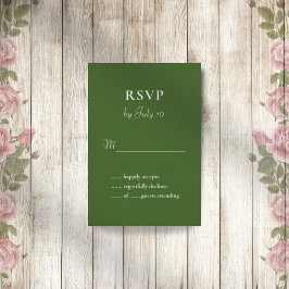 Forest Green einfache elegante Hochzeitskarte Rsvp