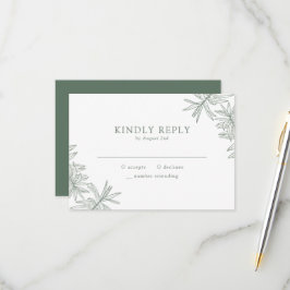 Forest Green Elegant Minimalistisch Botanisch RSVP Karte